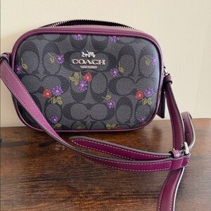 Coach Black and Purple Floral Crossbody Bag